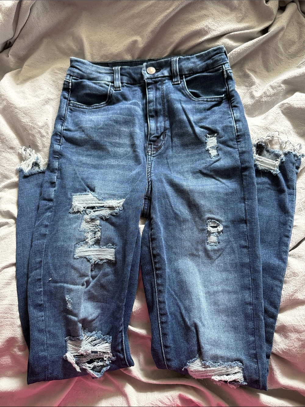 American Eagle Outfitters Ripped Dark Blue Skinny Jeans
